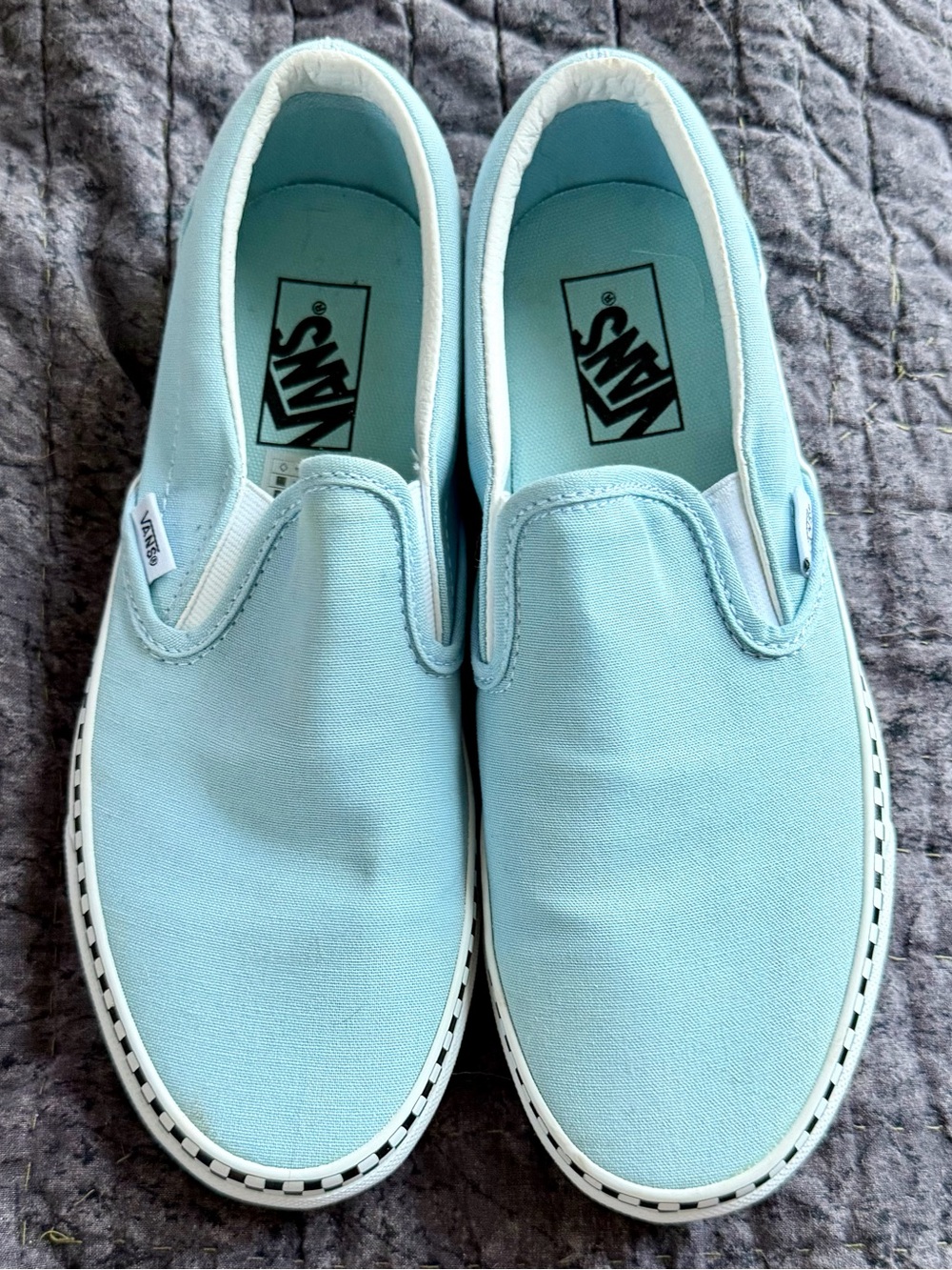 Vans Classic Slip-On Canvas Sneakers in Light Blue Men’s 8 Women’s 9.5